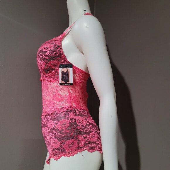 French Affair Floral Pink Lace Push-up Bodysuit Lingerie Sz Large - Picture 4 of 16